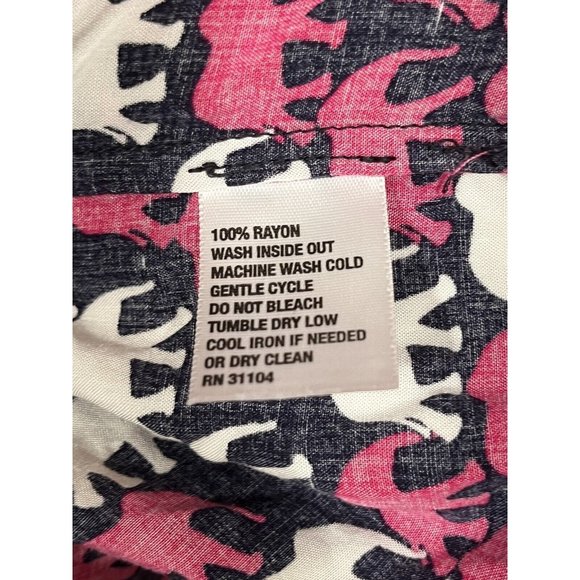 Crown & Ivy Pink Elephant Button Pleated Top Blouse Roll Tab Sleeve L Large - Picture 5 of 9